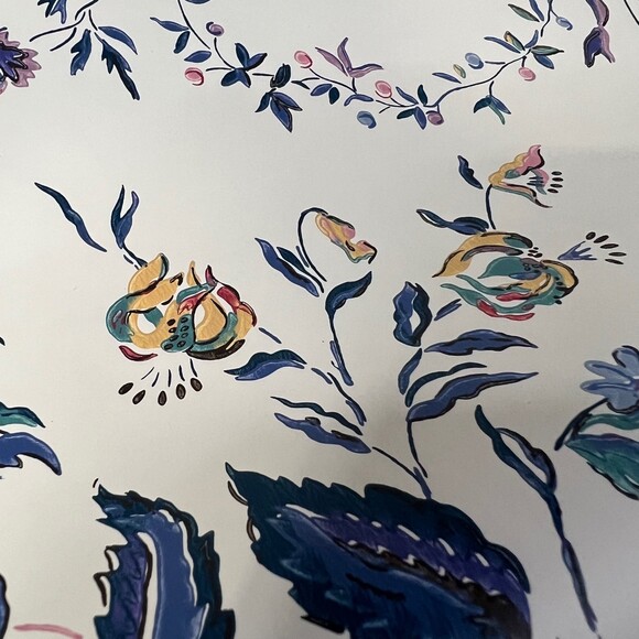 2 x Vintage Waverly Wallpaper Pre-Pasted Floral 557101 Retired Boho Cream Blue R - Picture 6 of 6